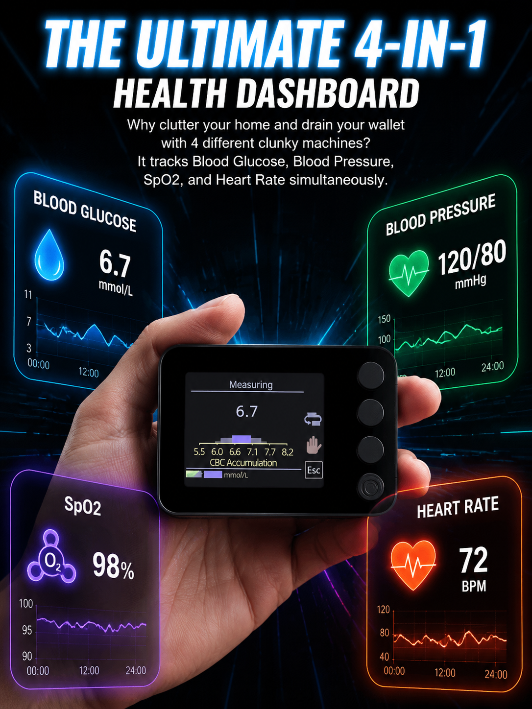 Medical blood oxygen monitor