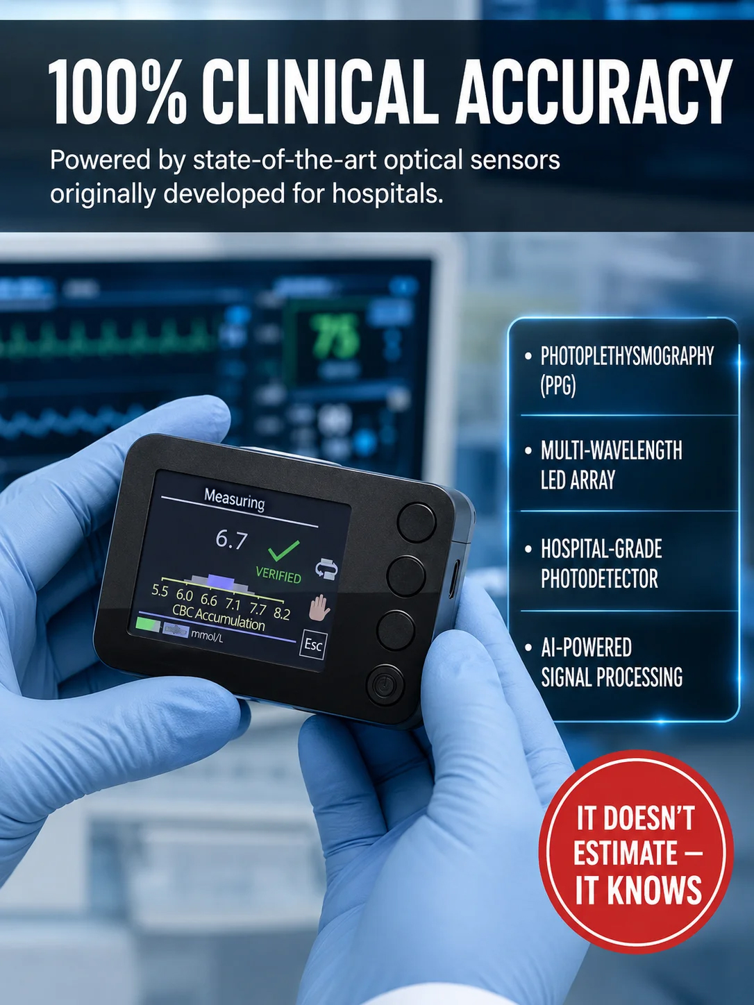 Medical blood oxygen monitor