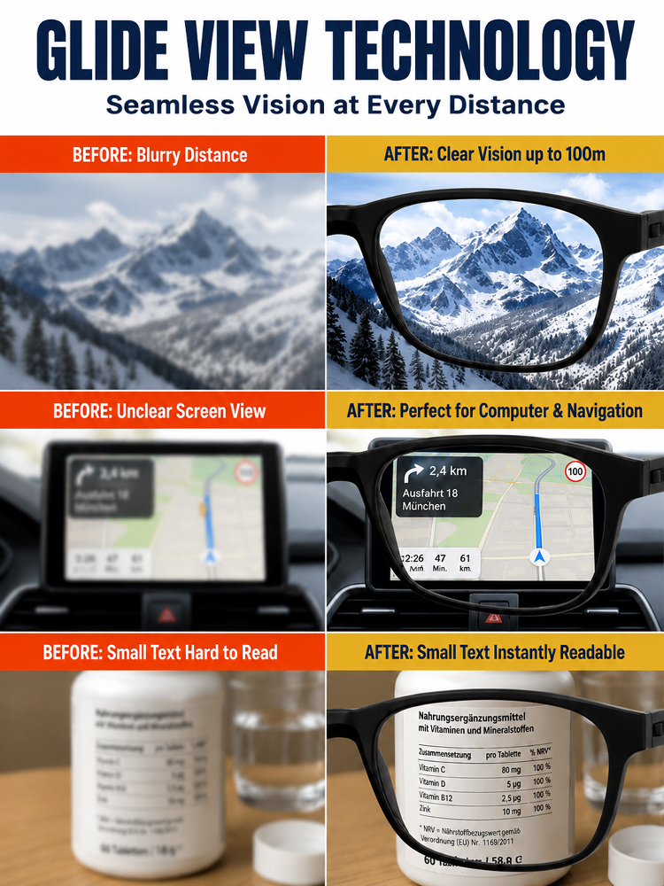 Multifocal Ultra-Light Sports Reading Glasses for Day and Night Use