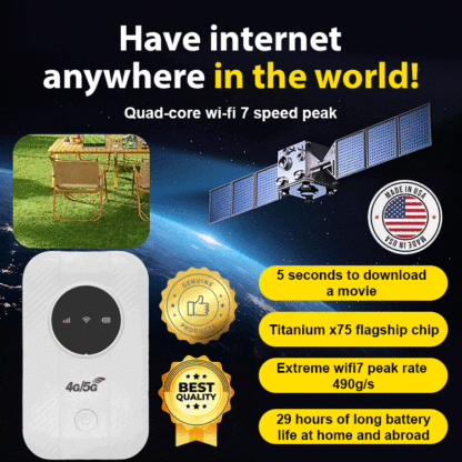 5G Pocket WiFi Router | No SIM Needed | Portable Internet for Travel, Camping, Home