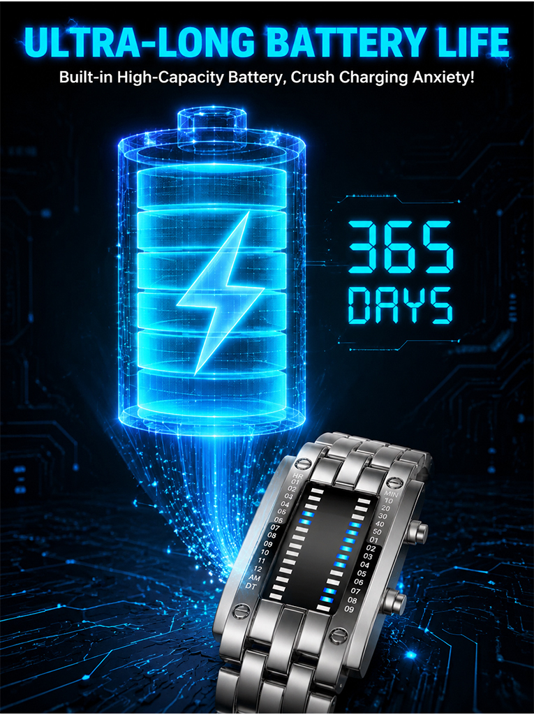 Cyberpunk Binary LED Watch