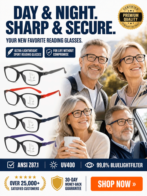 Multifocal Ultra-Light Sports Reading Glasses for Day and Night Use