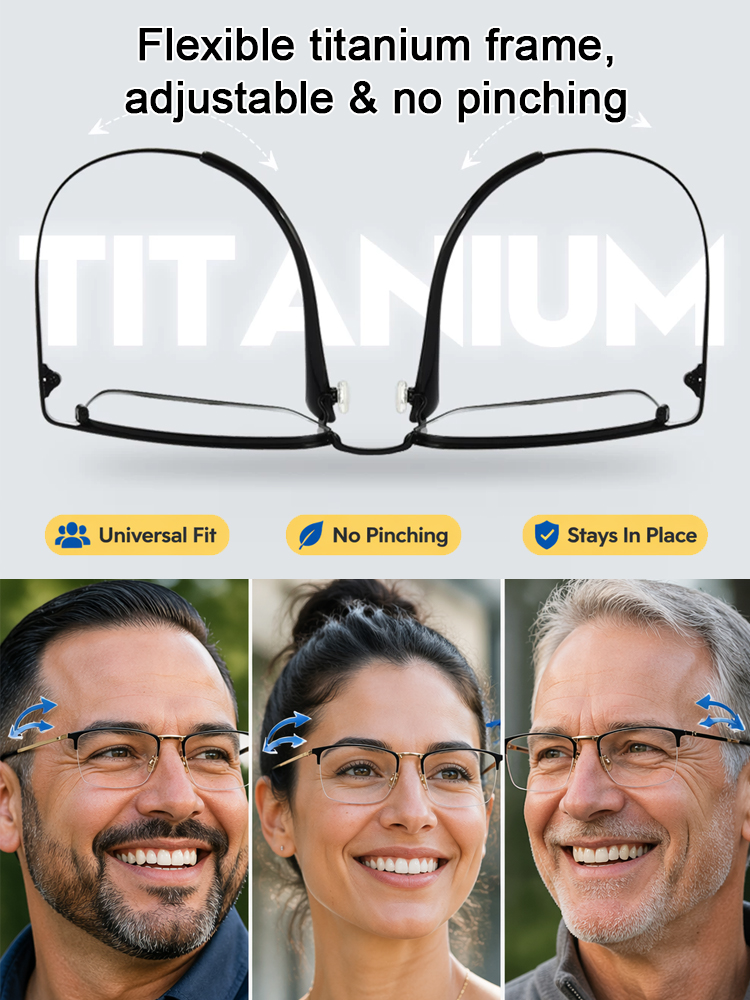Titanium Frame Photochromic Multifocal Reading Glasses