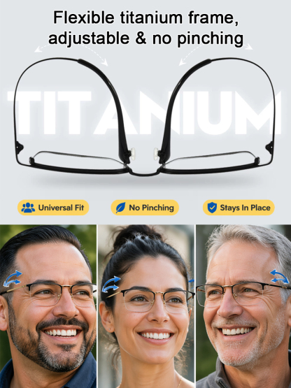 Titanium Frame Photochromic Multifocal Reading Glasses