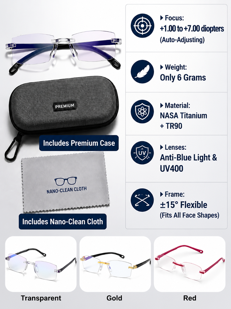 0.01s Auto-Focus Progressive Glasses +1.00~+7.00D Stepless for Reading & Driving