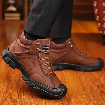Men's Brown Leather Casual Ankle Boots