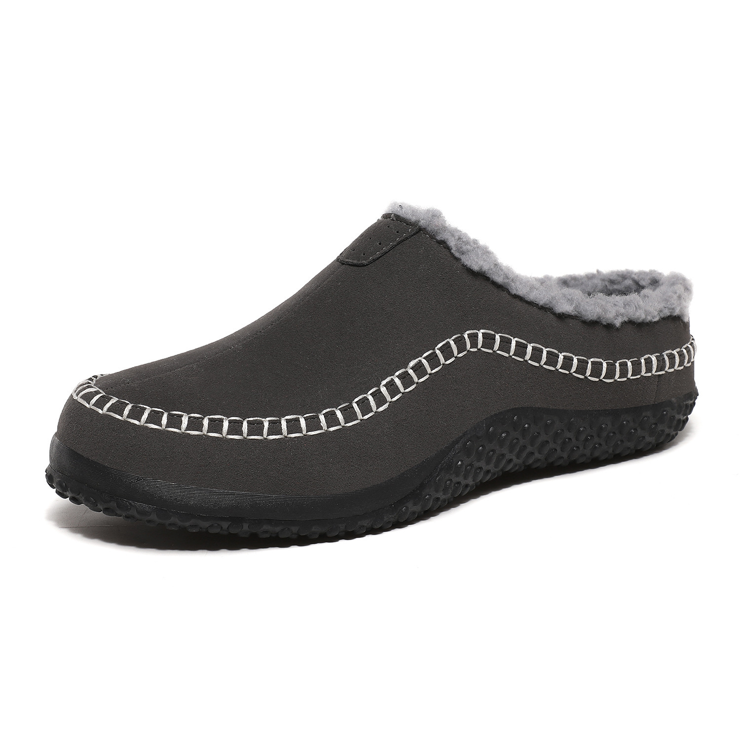 🔥🚀 hot sale limited stock mens daily non slip warm plush wide toe slip on loafers slippers
