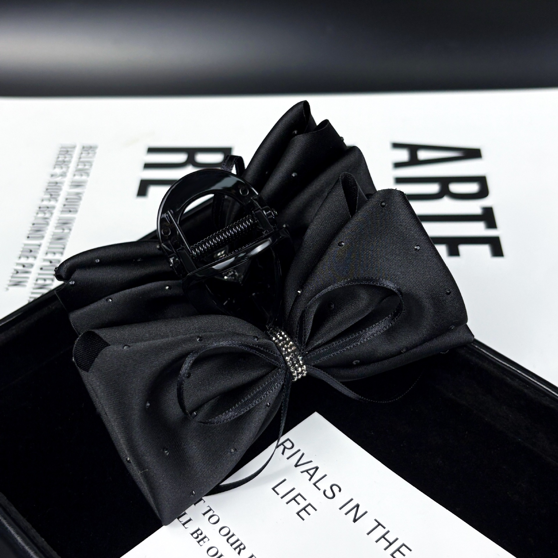 Black Ribbon Perm Hairpin For Women'S Back Of Head Half Tie Clip Grabber Fashion New Temperament High-End Hairpin Clip