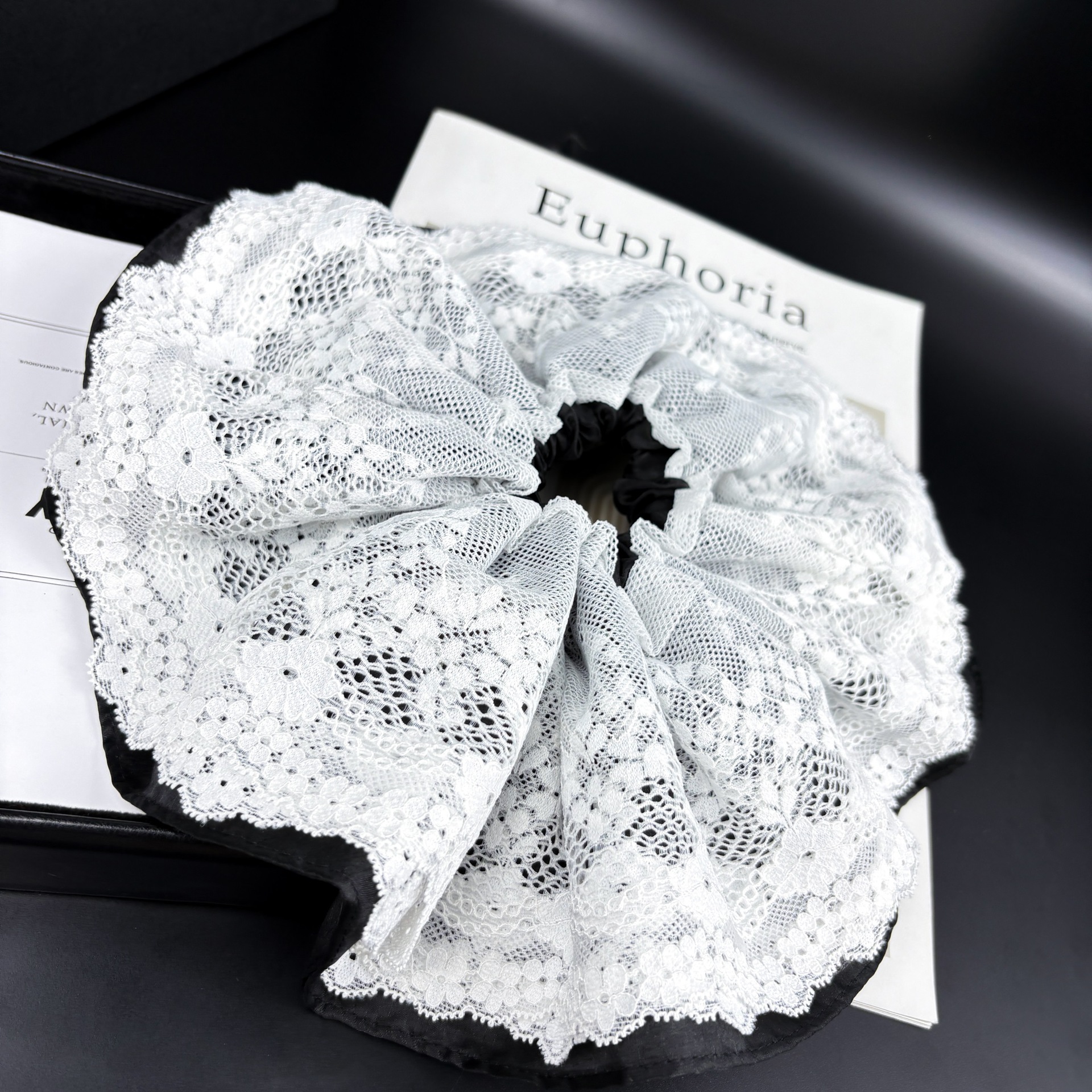 2025 New Fairy Style Double Layer Lace Hair Tie Retro French Jacquard Large Intestine Hair Tie Women’S Gentle Hair Accessories