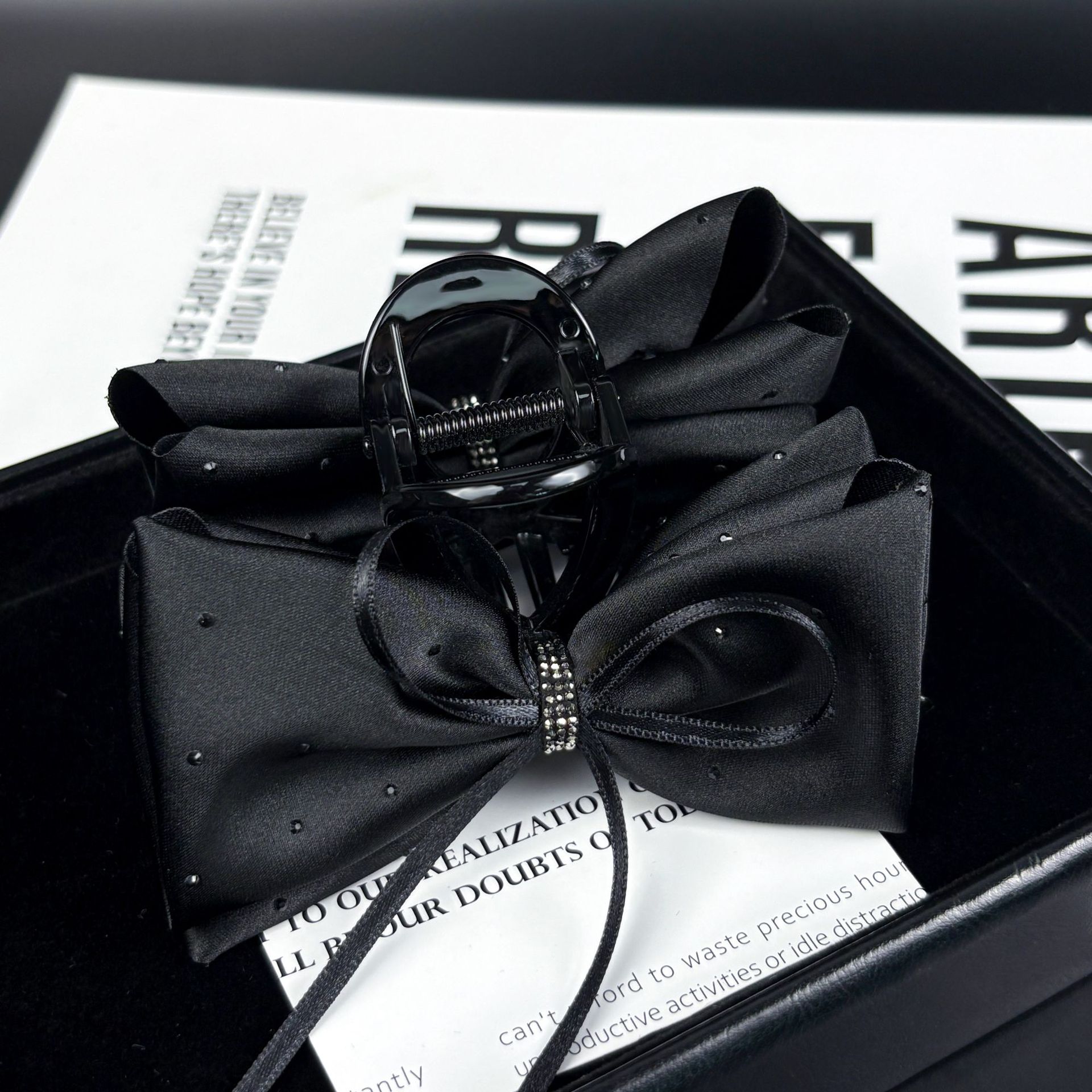 Black Ribbon Perm Hairpin For Women'S Back Of Head Half Tie Clip Grabber Fashion New Temperament High-End Hairpin Clip