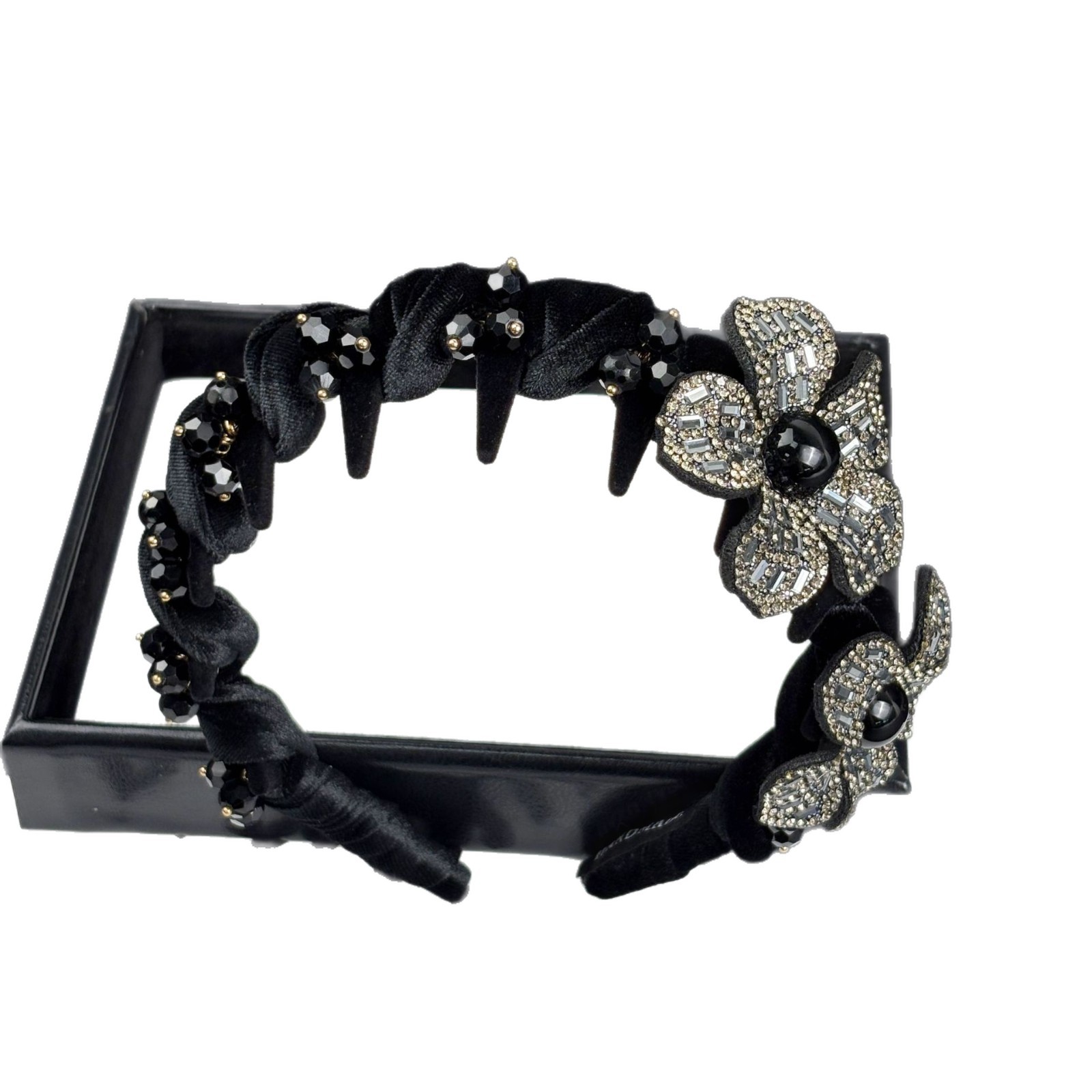 High-End Velvet Three-Dimensional Rhinestone Flower Light Luxury Headband Elegant And Elegant 2025 New Headwear Hair