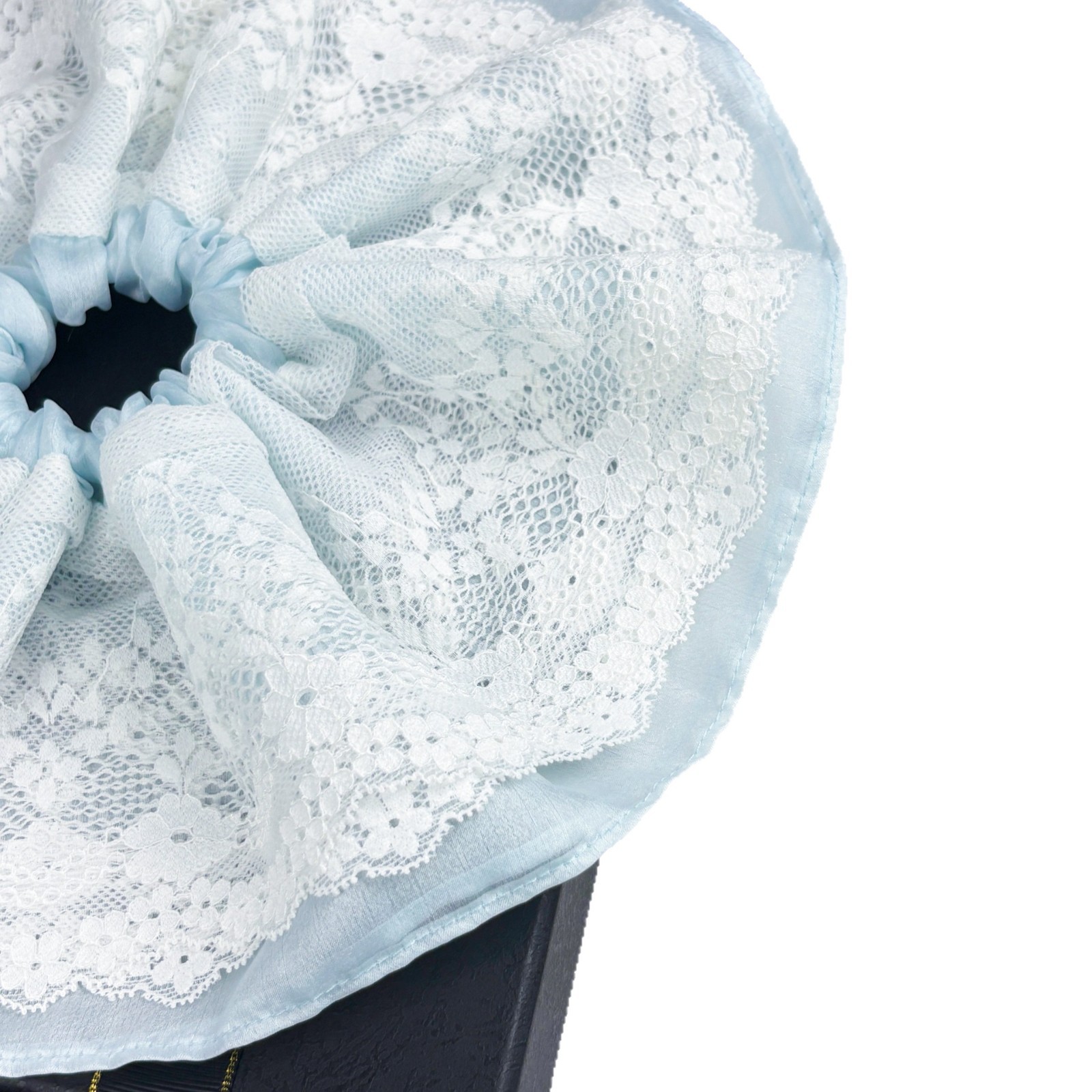 2025 New Fairy Style Double Layer Lace Hair Tie Retro French Jacquard Large Intestine Hair Tie Women’S Gentle Hair Accessories