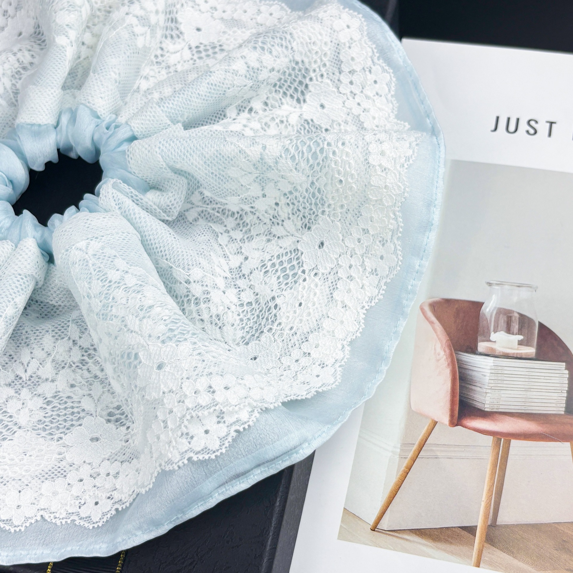 2025 New Fairy Style Double Layer Lace Hair Tie Retro French Jacquard Large Intestine Hair Tie Women’S Gentle Hair Accessories