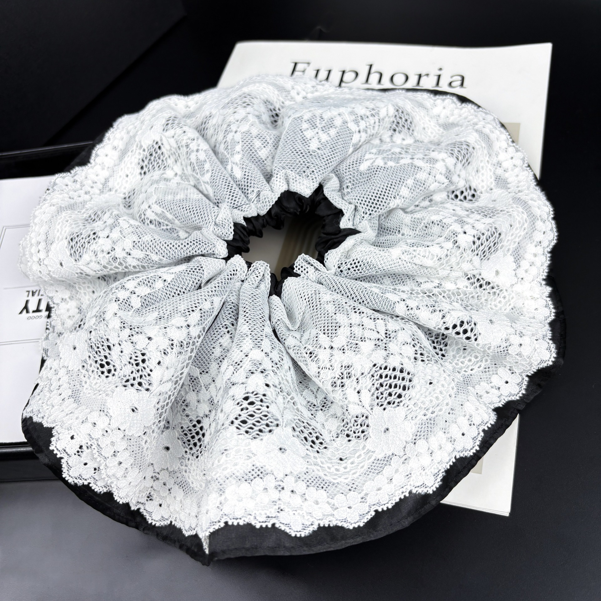 2025 New Fairy Style Double Layer Lace Hair Tie Retro French Jacquard Large Intestine Hair Tie Women’S Gentle Hair Accessories