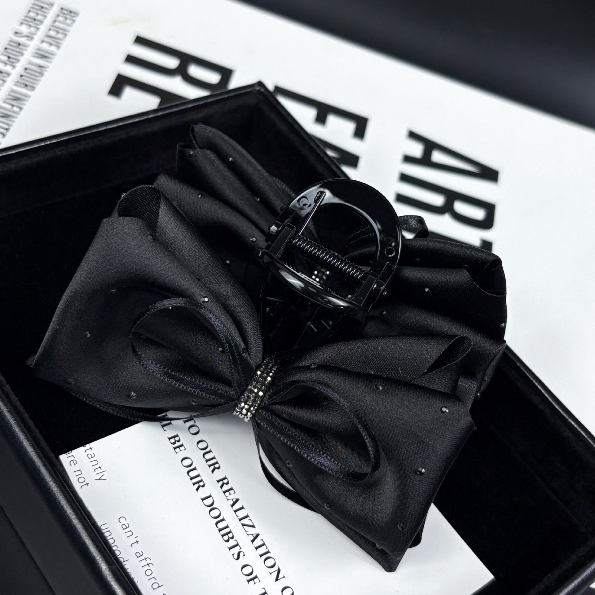 Black Ribbon Perm Hairpin For Women'S Back Of Head Half Tie Clip Grabber Fashion New Temperament High-End Hairpin Clip