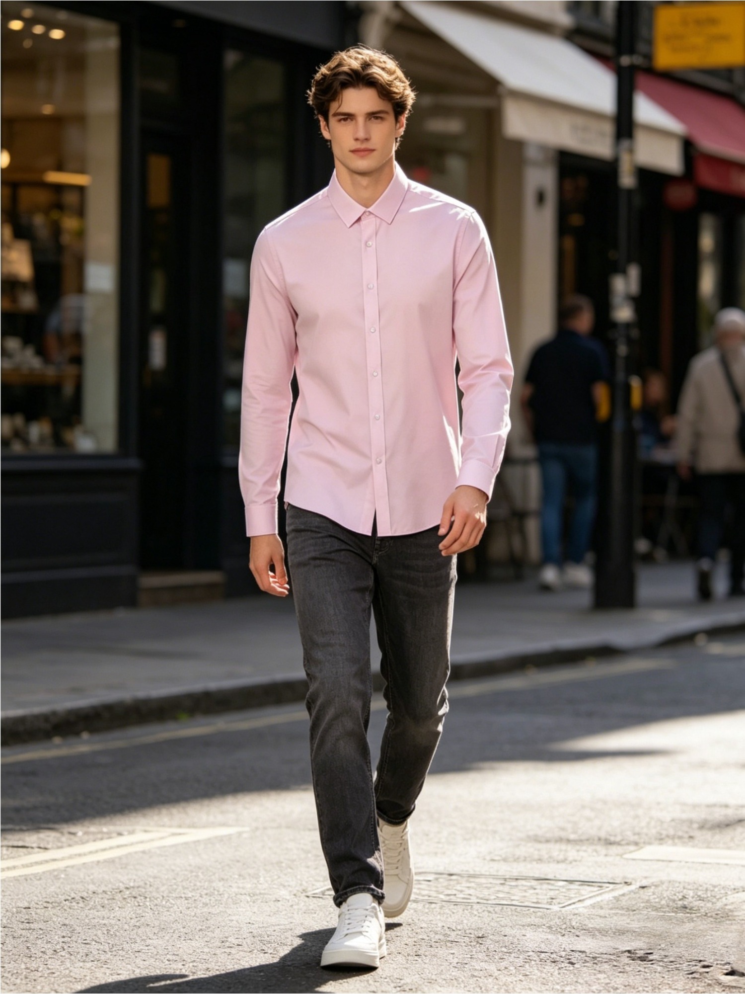 Men's 3pcs Long Sleeve Dress Shirts, Wrinkle-Free Stretch Formal Business Shirts, Slim Fit Button Tops for Office, Work and Casual Wear