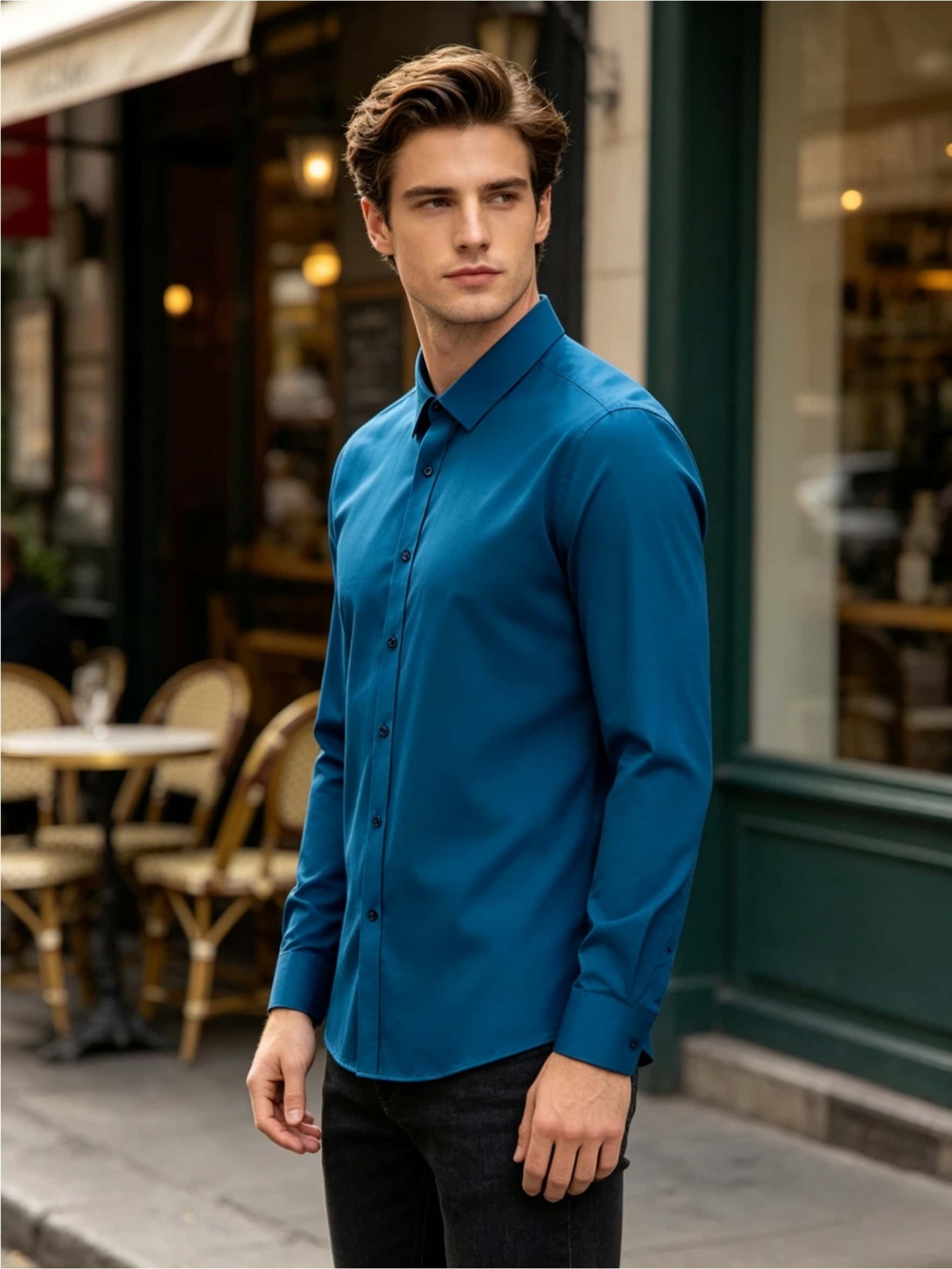 Men's 3pcs Long Sleeve Dress Shirts, Wrinkle-Free Stretch Formal Business Shirts, Slim Fit Button Tops for Office, Work and Casual Wear