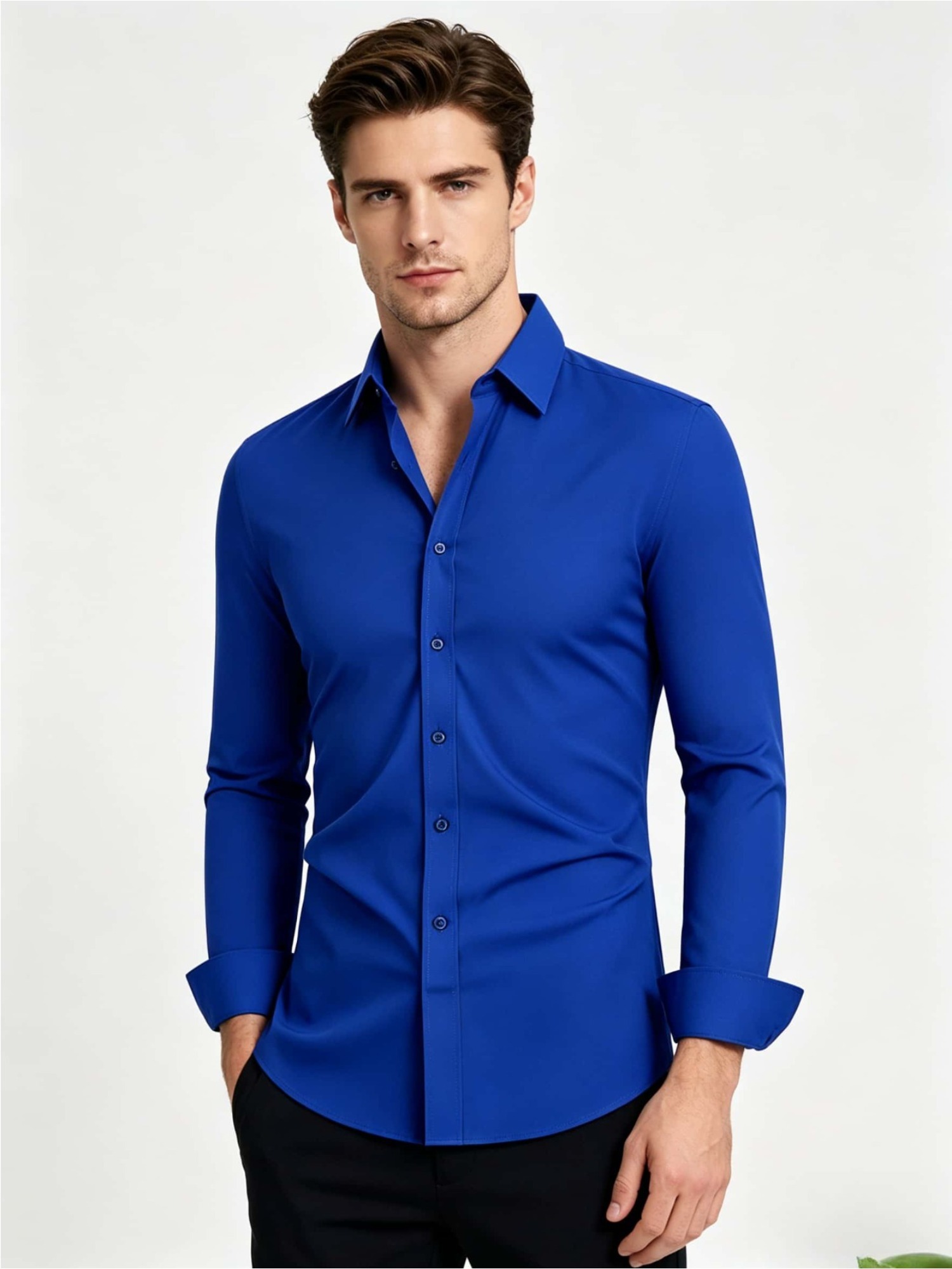Men's 3pcs Long Sleeve Dress Shirts, Wrinkle-Free Stretch Formal Business Shirts, Slim Fit Button Tops for Office, Work and Casual Wear