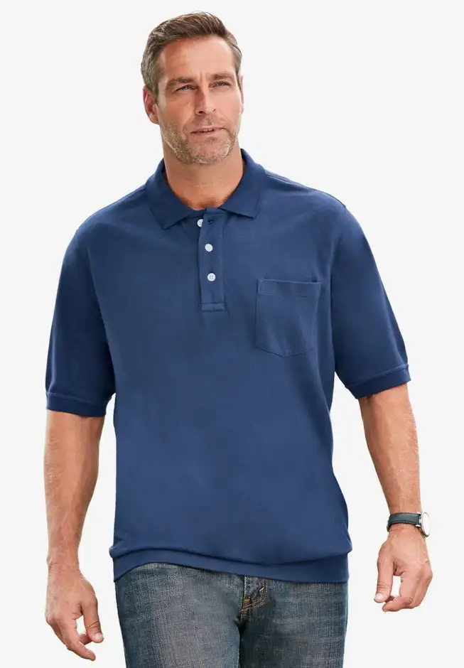 No Tuck Pocket Shrink-LessTM Cotton Polo Shirt