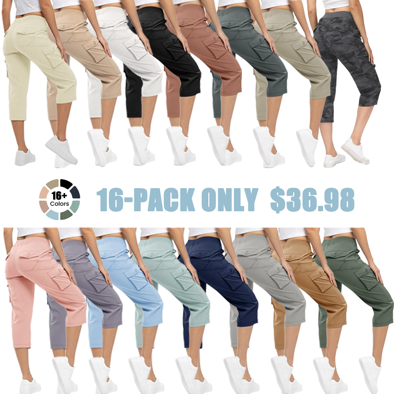 Women's lightweight 3/4 length hiking shorts, 6 pockets, quick-drying, loose fit for outdoor travel, suitable for mothers over 30 [Plus size, S-XXXXL] Sports pants, casual sportswear #SpringNewArrivals Stock up