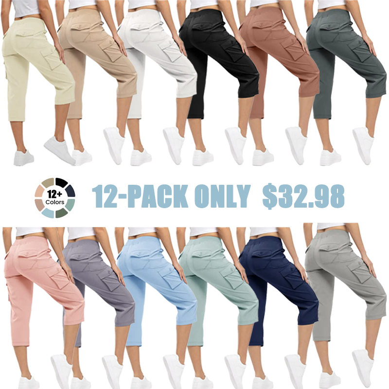 Women's lightweight 3/4 length hiking shorts, 6 pockets, quick-drying, loose fit for outdoor travel, suitable for mothers over 30 [Plus size, S-XXXXL] Sports pants, casual sportswear #SpringNewArrivals Stock up