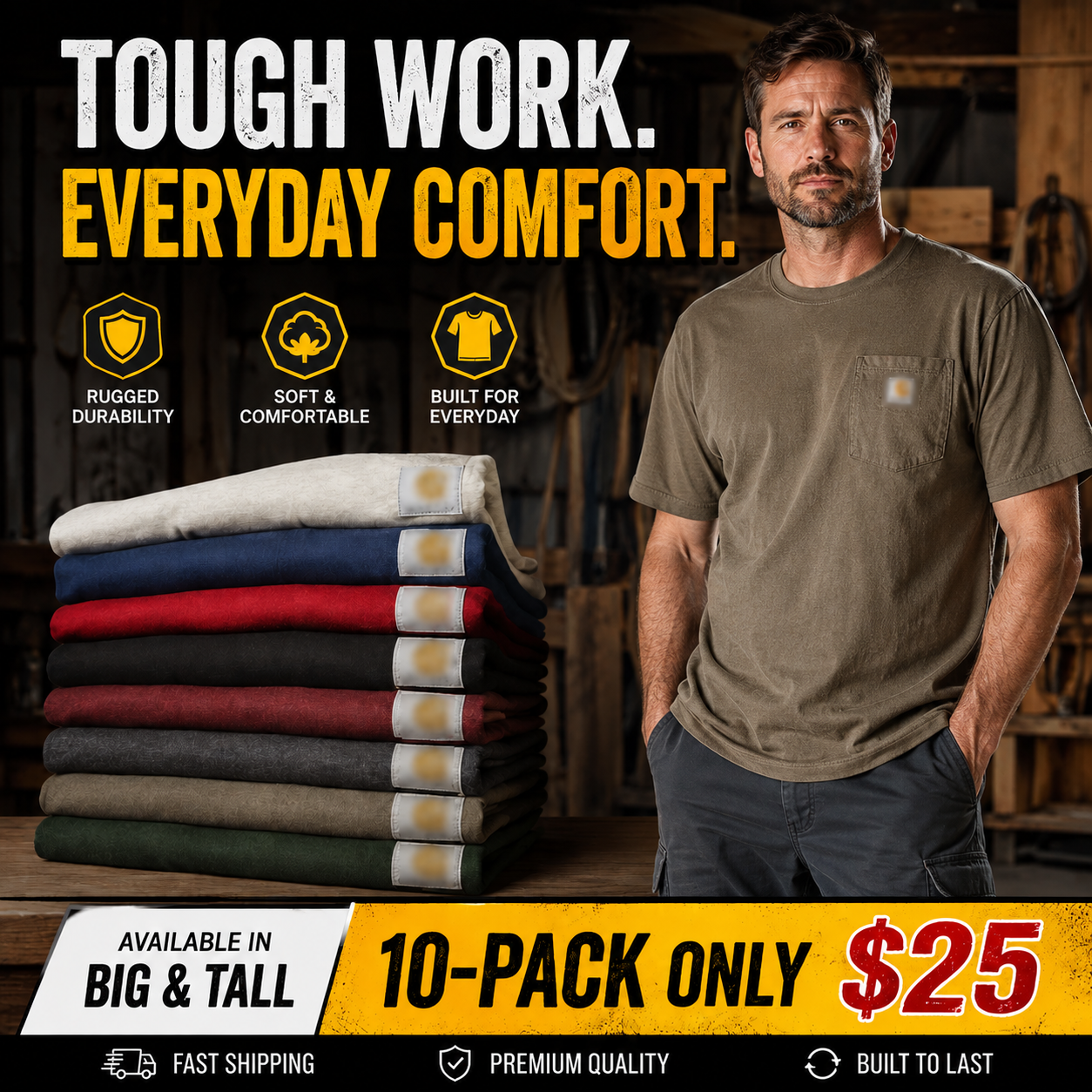 LAST 3 DAYS DEALS🔥CHT Men's K87 Workwear Loose Fit Heavyweight Short-Sleeve Pocket T-Shirt