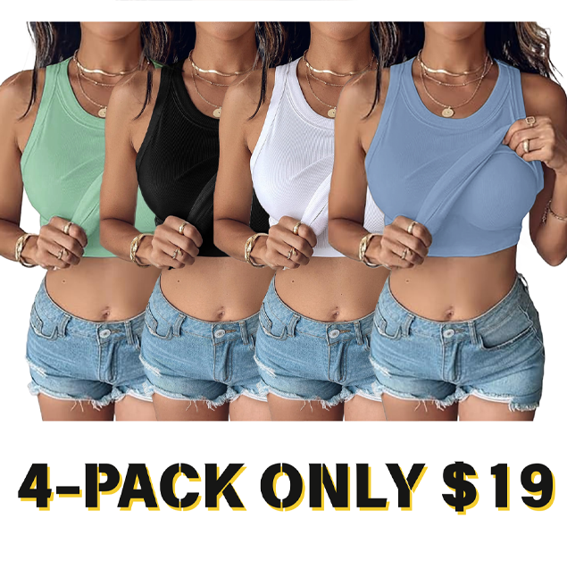 Women Everyday Basic RibbedBuilt-in Bra Tank