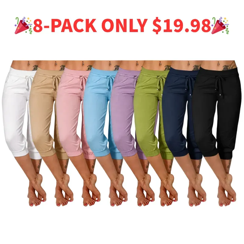 🔥Women's Drawstring Capri Yoga Pants