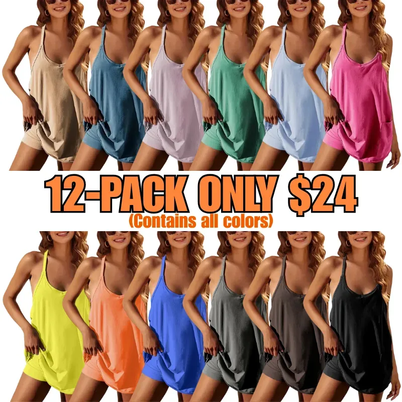 Women's Sporty Sleeveless Mini Built-in Shorts Dress