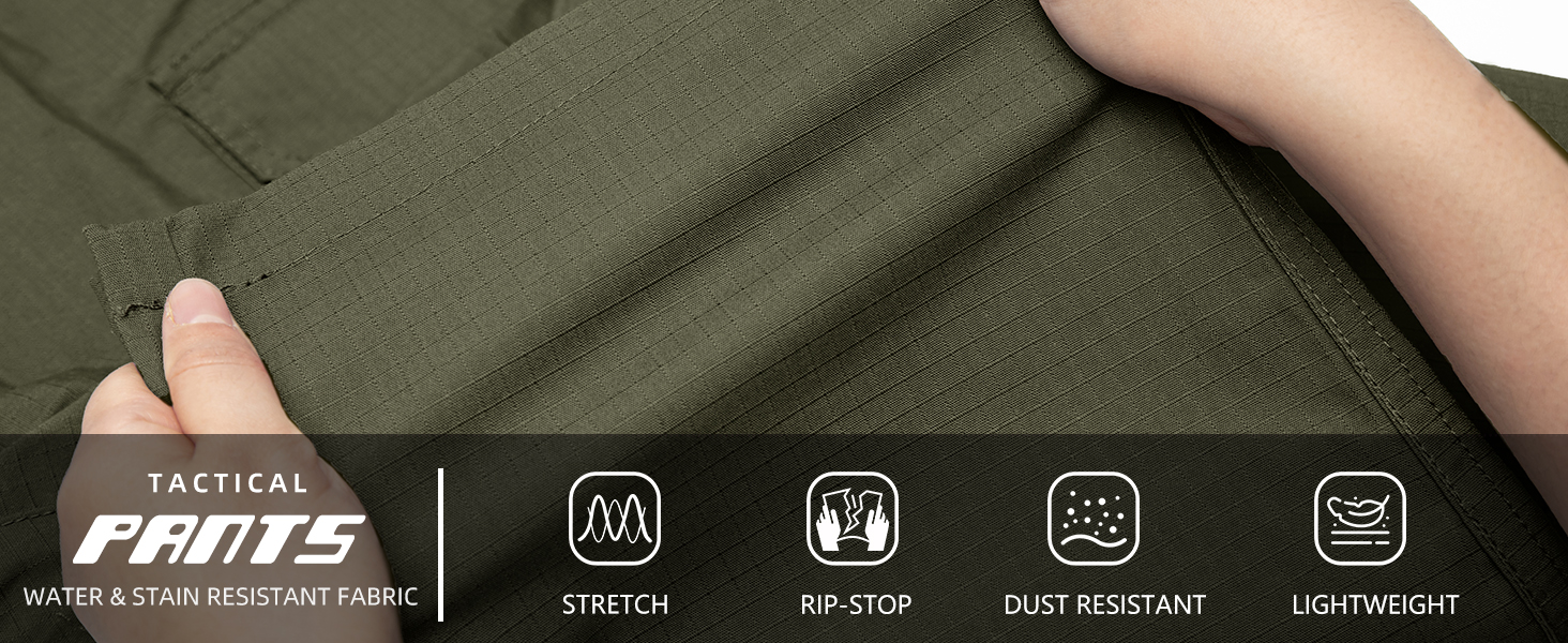 Men's Stretch Tactical Pants Water Resistant Ripstop Cargo Pants Outdoor EDC Work Hiking Pants