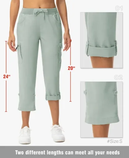 🔥Last day promotion🔥Women's Cargo Capris Lightweight Hiking Pants Shorts Cropped Cotton