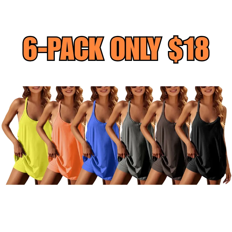 Women's Sporty Sleeveless Mini Built-in Shorts Dress