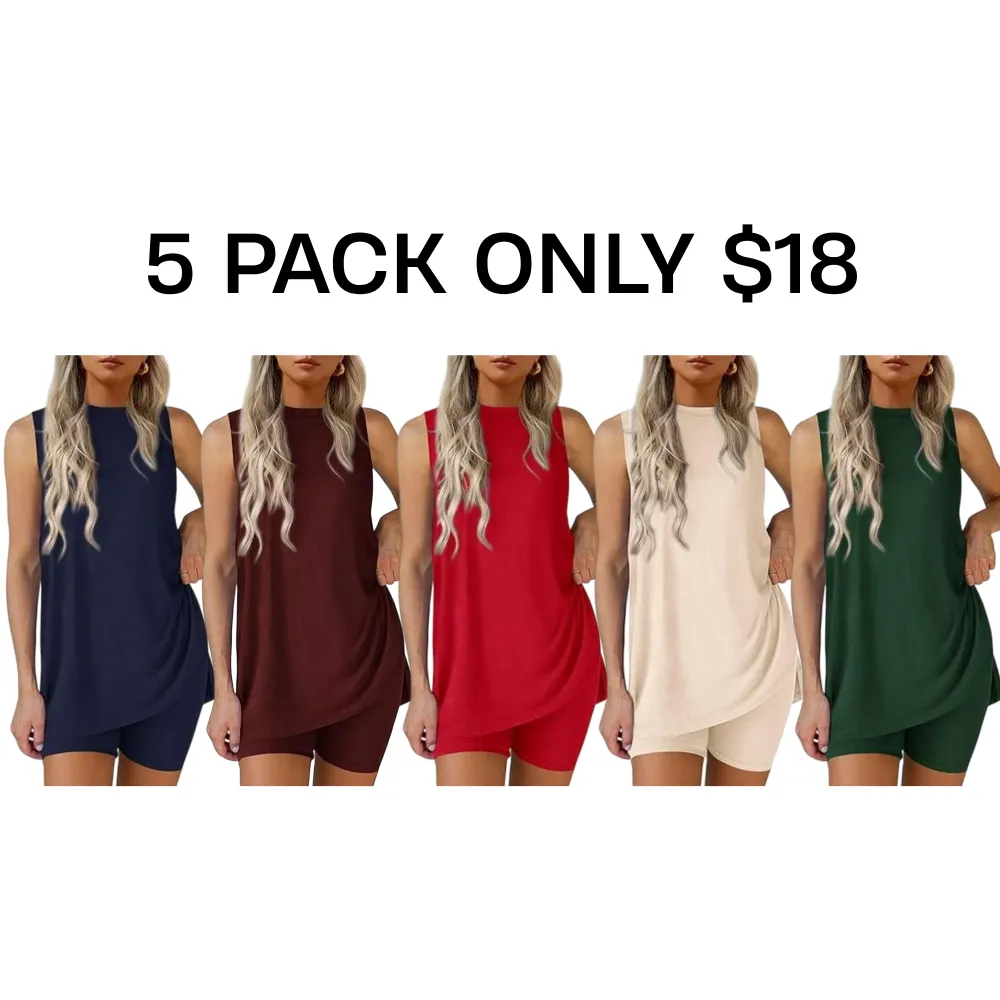 Women's 2 Piece Sets Summer Matching Lounge Shorts Set