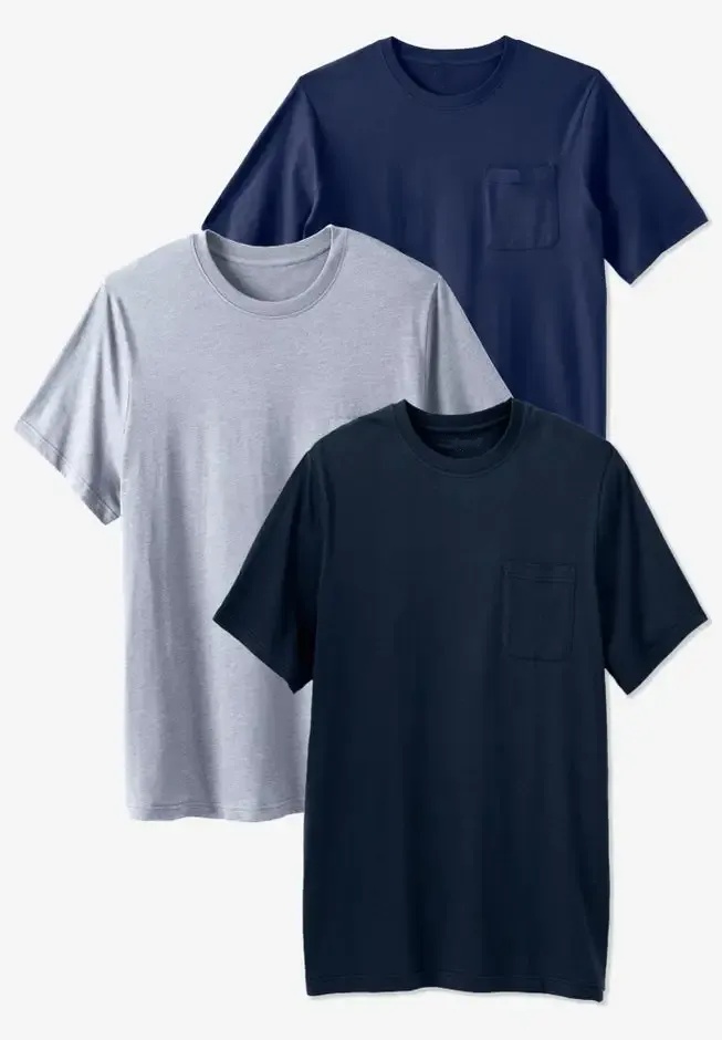3-Pack Longer Length Pocket Crewneck