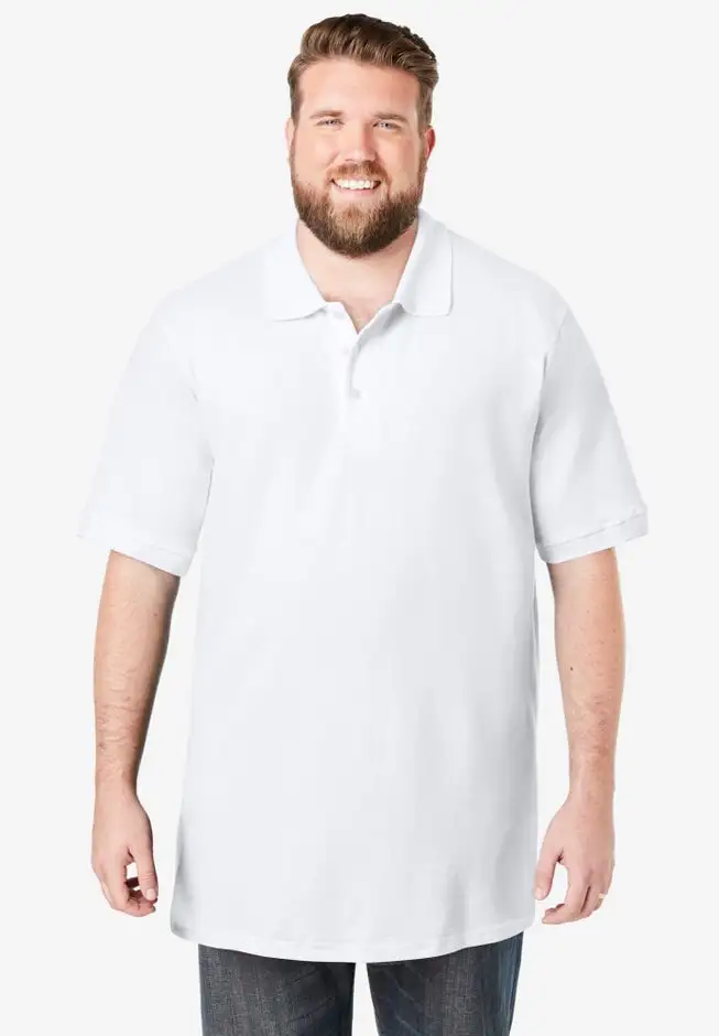 Longer-Length Shrink-LessTM Cotton Polo Shirt