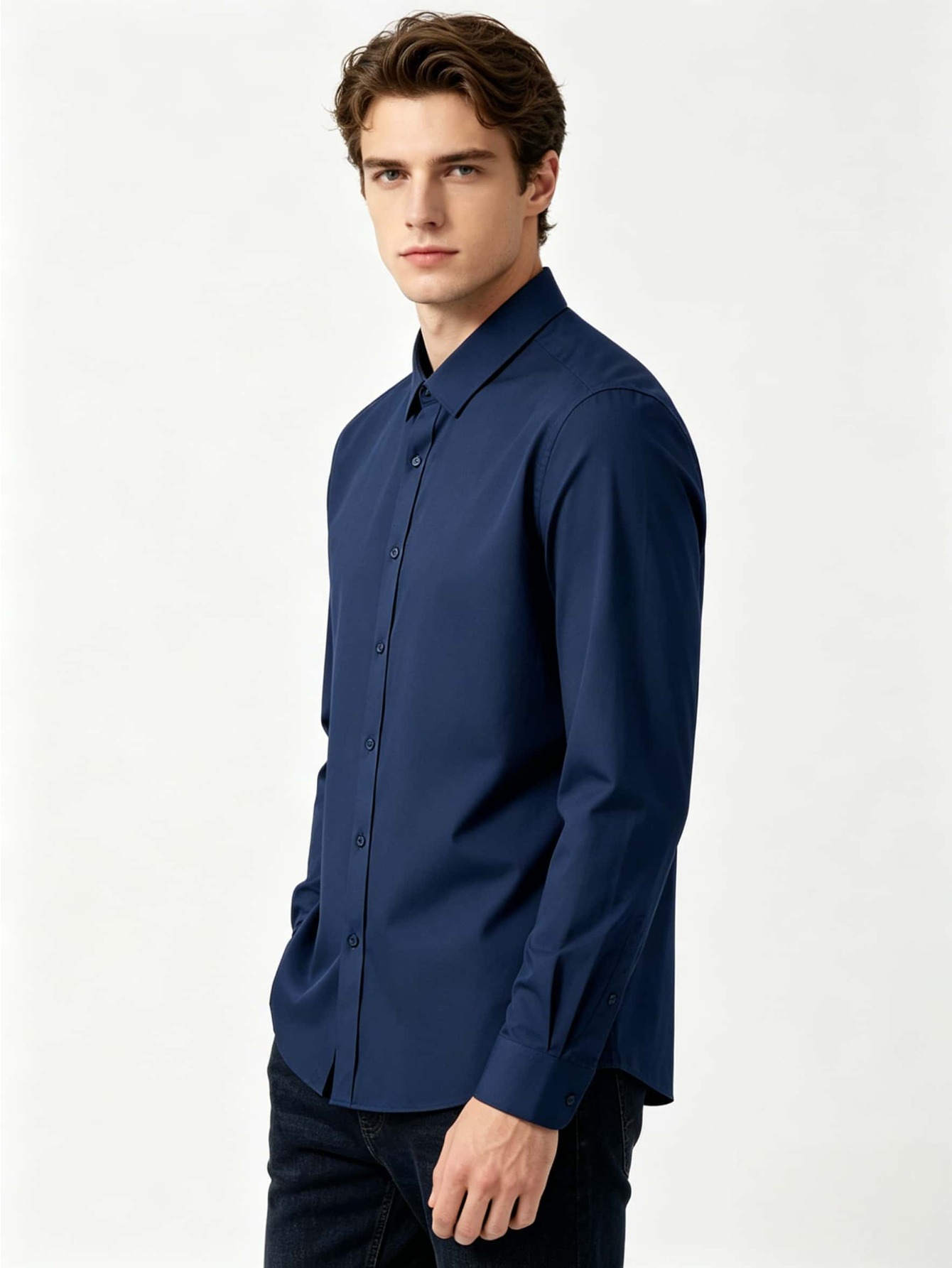 Men's 3pcs Long Sleeve Dress Shirts, Wrinkle-Free Stretch Formal Business Shirts, Slim Fit Button Tops for Office, Work and Casual Wear