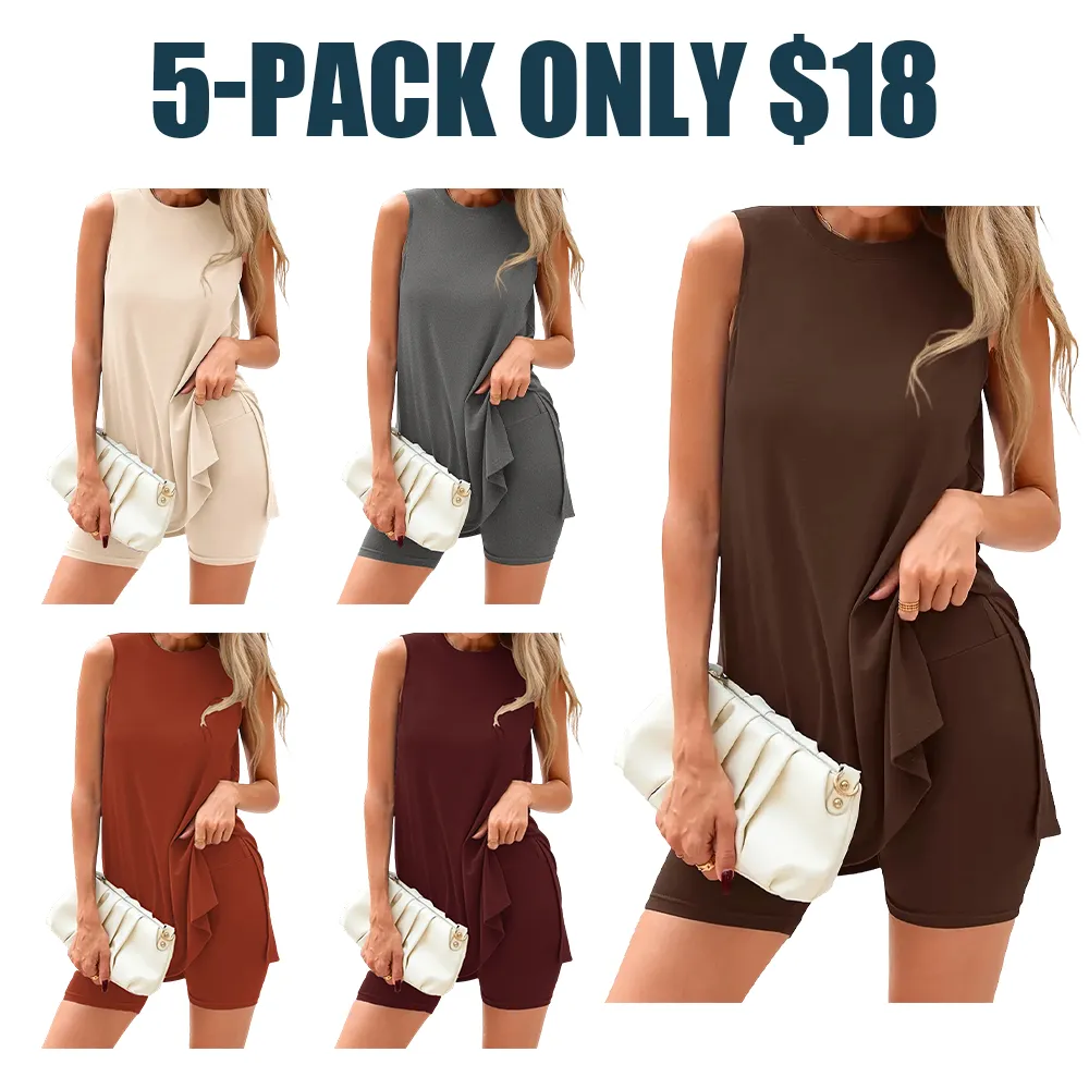Women's 2 Piece Sets Summer Matching Lounge Shorts Set