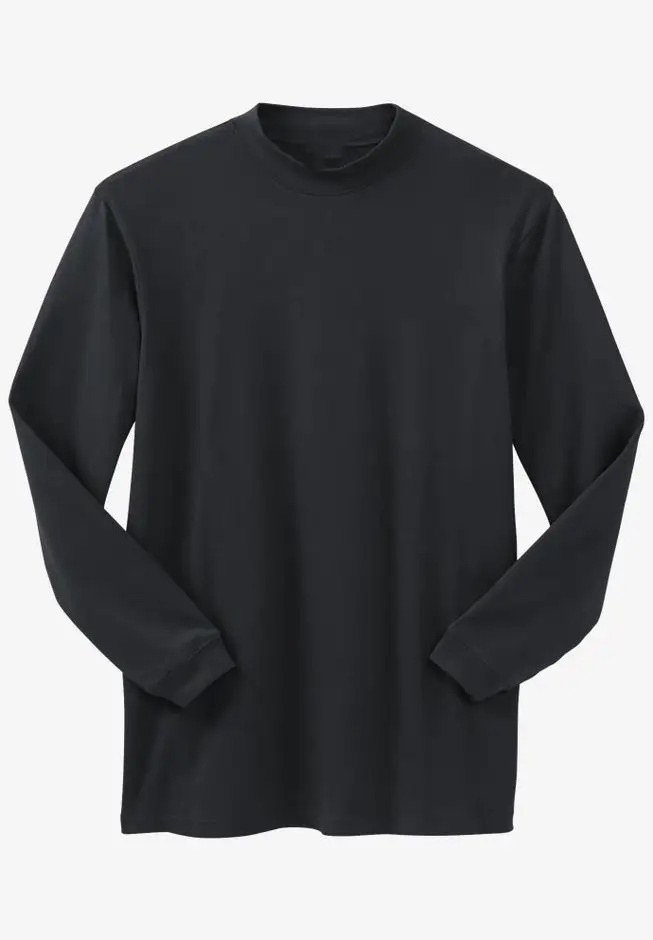 Mock Turtleneck Long-Sleeve Cotton Tee