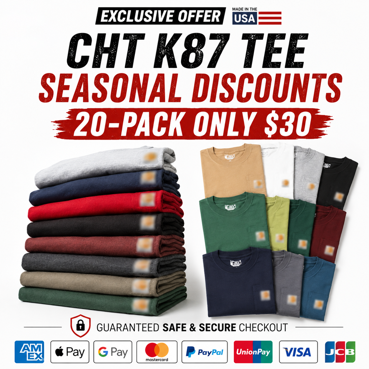 LAST 3 DAYS DEALS🔥CHT Men's K87 Workwear Loose Fit Heavyweight Short-Sleeve Pocket T-Shirt