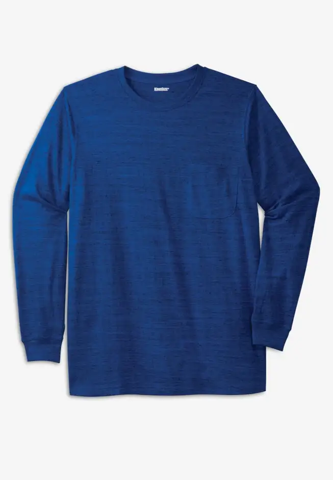 Shrink-LessTM Lightweight Long-Sleeve Crewneck Pocket T-Shirt