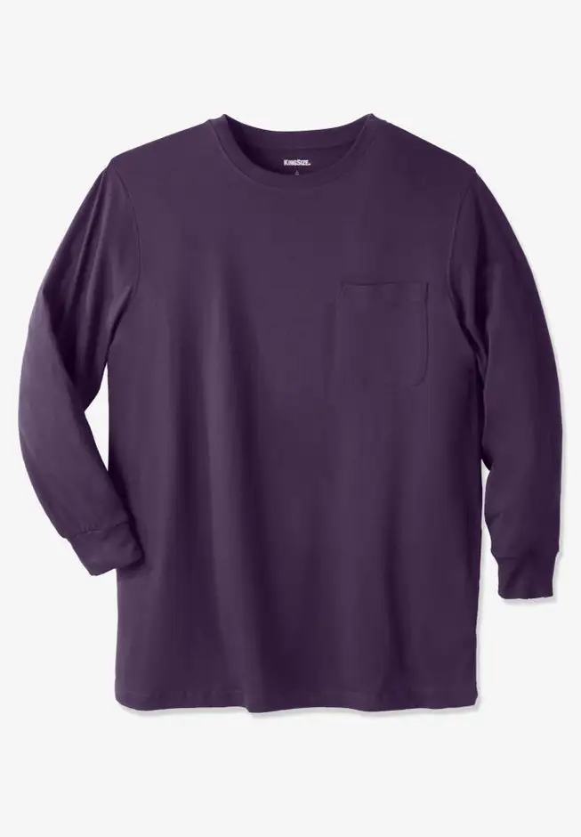 Shrink-LessTM Lightweight Long-Sleeve Crewneck Pocket T-Shirt