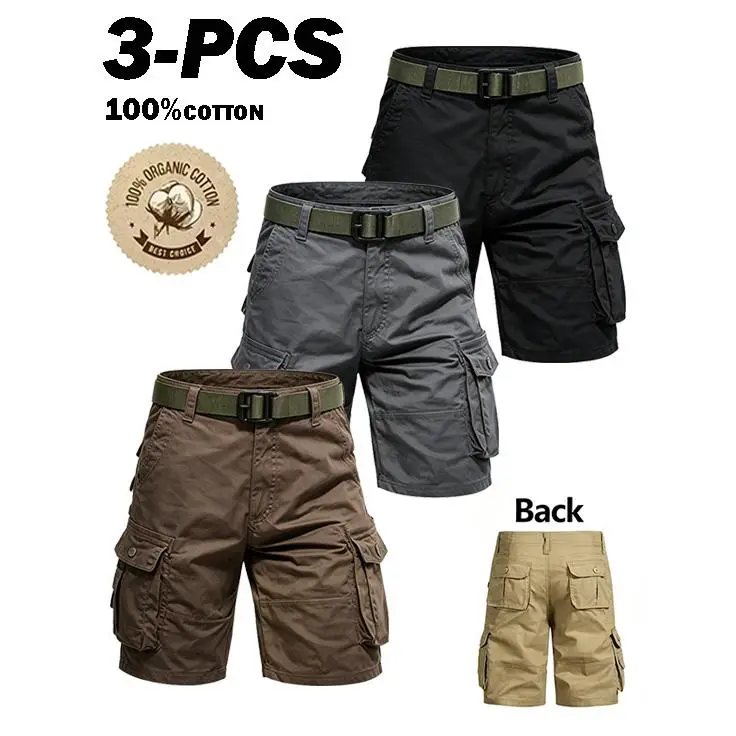 🔥Hot Sale! Men's Lightweight Cargo Shorts with Belt & Functional Pockets