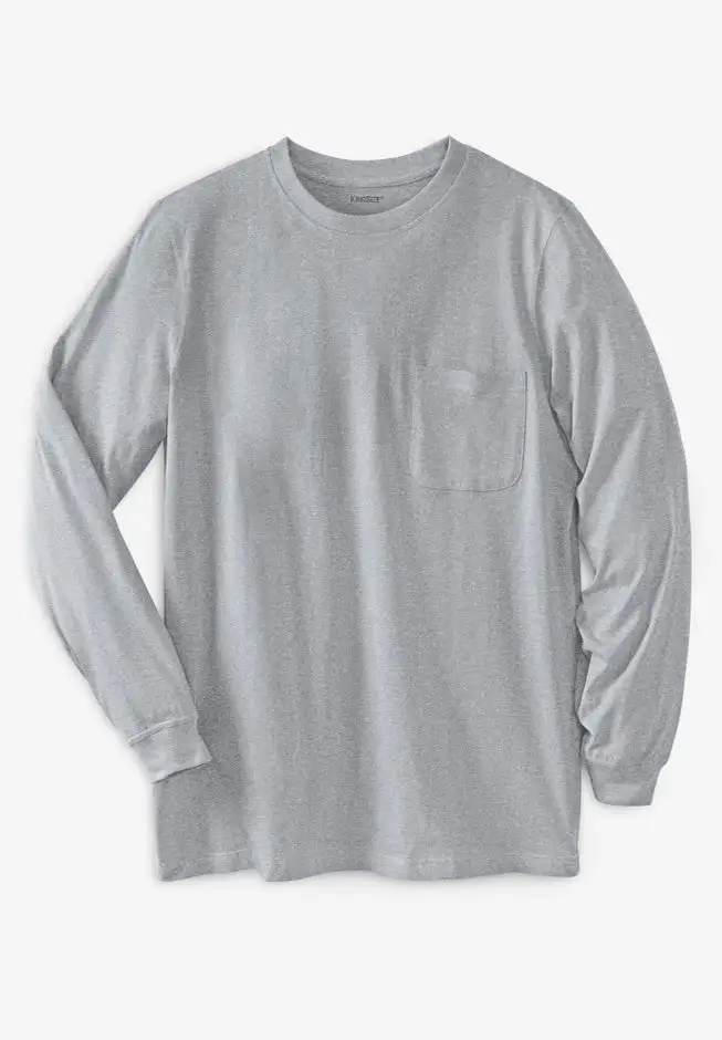 Shrink-LessTM Lightweight Long-Sleeve Crewneck Pocket T-Shirt