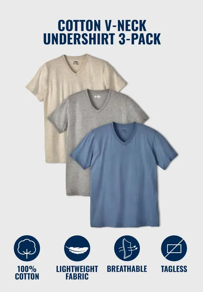 Cotton V-Neck Undershirt 3-Pack