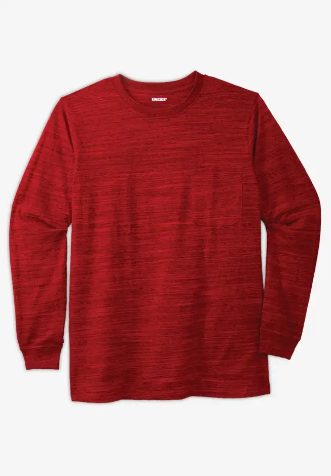 Shrink-LessTM Lightweight Long-Sleeve Crewneck Pocket T-Shirt