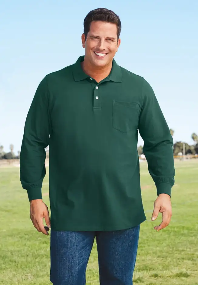 Long-Sleeve Shrink-LessTM Cotton Polo