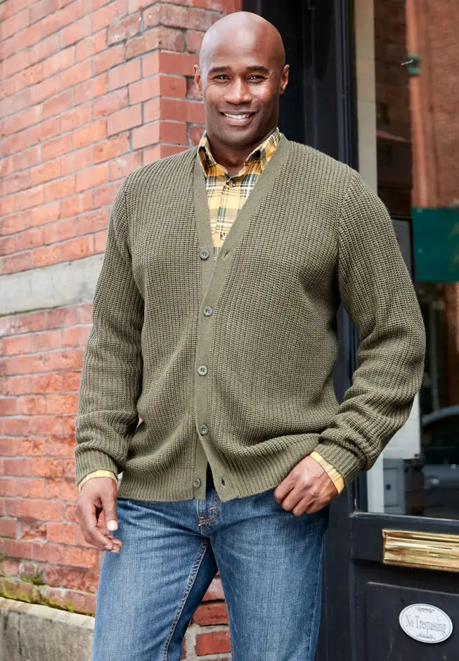 Shaker Knit V-Neck Cardigan Sweater