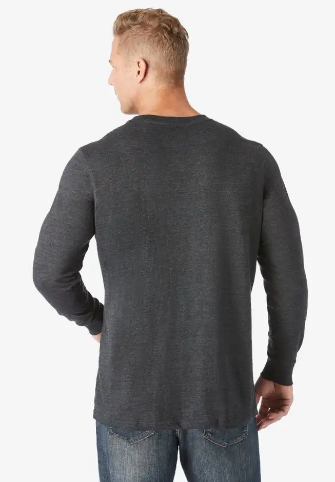 Shrink-LessTM Lightweight Long-Sleeve Crewneck Pocket T-Shirt