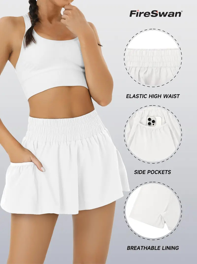 🔥 Limited-Time Offer:Women High Waisted Elastic Running Shorts Gym Workout Flowy Shorts with Pockets