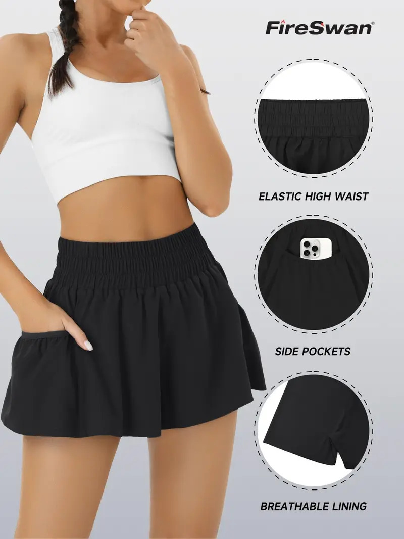 🔥 Limited-Time Offer:Women High Waisted Elastic Running Shorts Gym Workout Flowy Shorts with Pockets